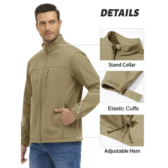 Men's Fashion Winter Sports Windbreaker Fleece Lined Tactical Softshell Jackets Coats