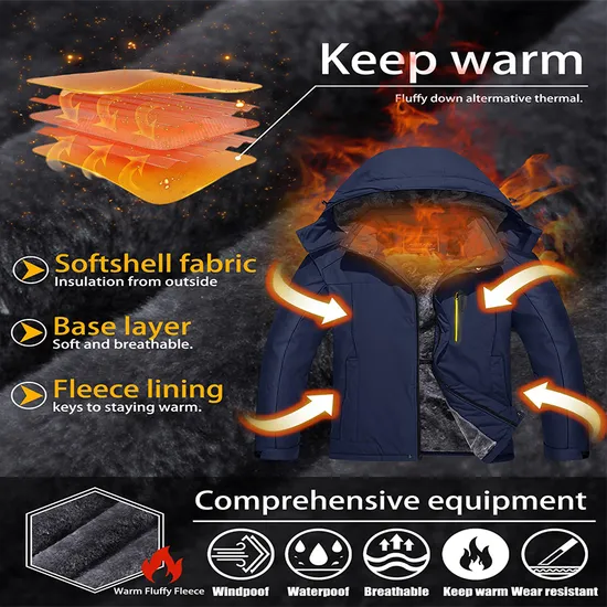 Men Waterproof Breathable Insulated Polyester Snowboard Ski Jacket
