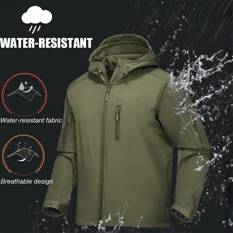 Waterproof Cold Weather Insulated Hunting Clothes Tactical Softshell Jacket for Men