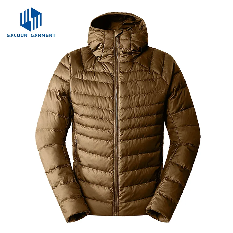 High Quality Waterproof 100% Polyester Full Zip up Men Winter Puffer Jackets
