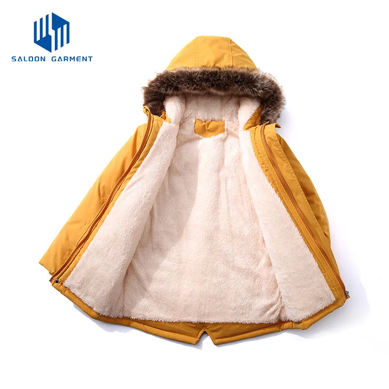 Boy's Padded Warm Thicken Winter Cotton Coat Kid Jacket with Fur Hood Outerwear