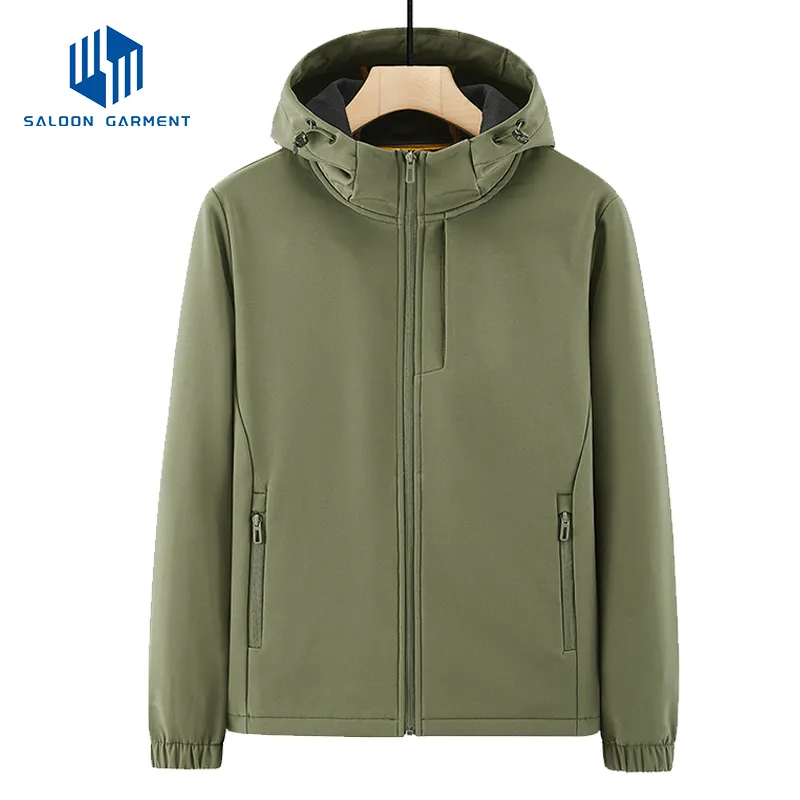 Autumn/Winter Plush Soft Shell Single Layer Windproof Jacket Outdoor Ski Men's Hooded Winter Jacket for Men