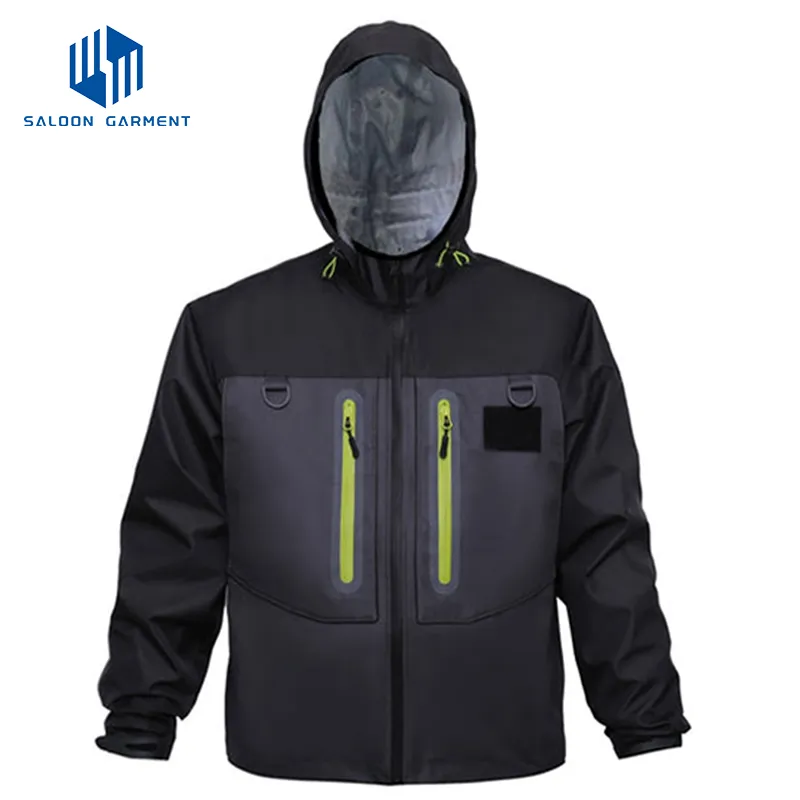 Custom Men's Waterproof Breathable Fishing 2.5 Layer Fabric for Wear Rain Jacket Outdoor Jacket