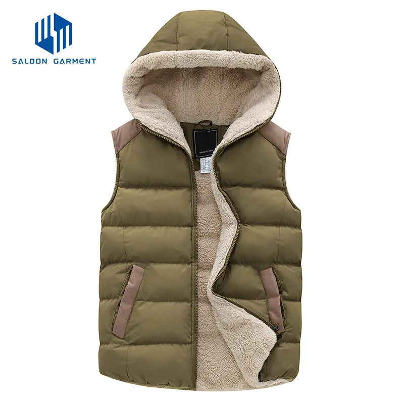 Women's Fashion Outdoor Winter Fleece Lining Quilted Hooded Vest Sleeveless Quilted Jacket