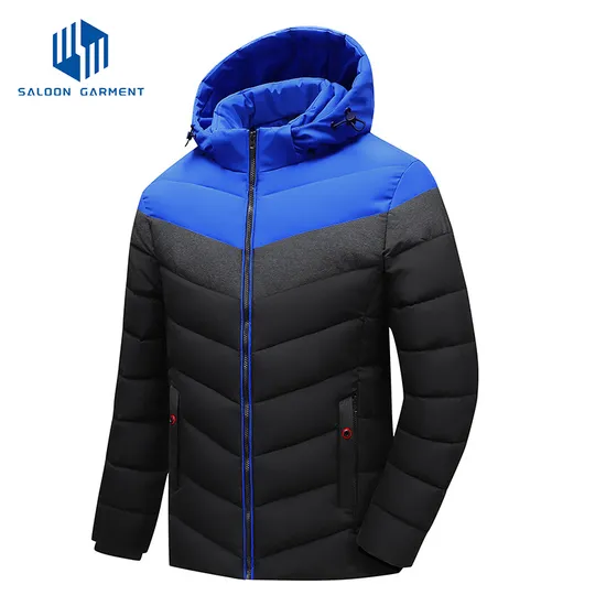 Customized Men's Winter High Warmth Fleece Lining Puffer Hooded Jackets