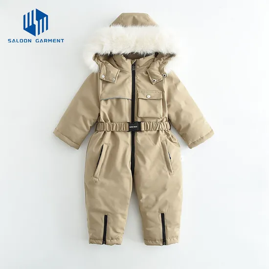High Quality Waterproof One-Piece Ski Jumpsuit for Boys Children's Hooded Ski Snow Sportswear