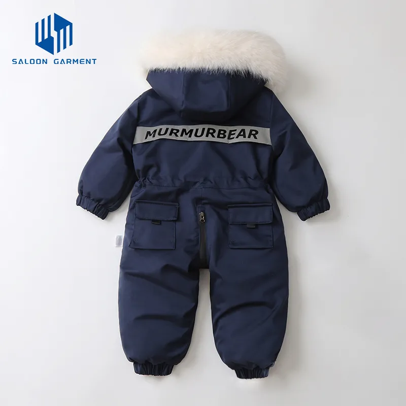 OEM Wholesale Winter Clothes Snowsuit Snow Wear Coats Baby Girls Boys Warm Cotton Hooded Jumpsuit