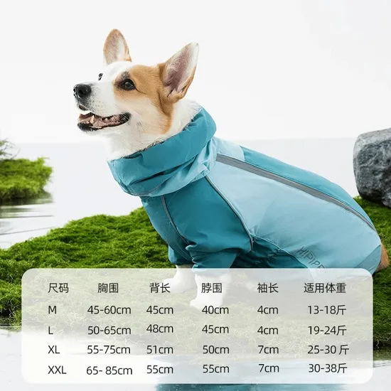 All-Inclusive Contrast-Colored Corgi Raincoat for Small and Medium-Sized Dogs