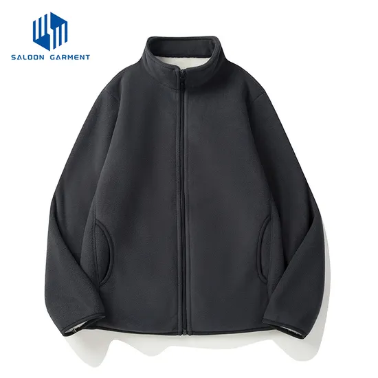 Wholesale 100% Polar Fleece Men's Jacket Zip up Solid Color Long Sleeve Men's Polar Fleece Jacket