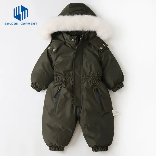 OEM Wholesale Winter Clothes Romper Snowsuit Snow Wear Coats Baby Girls Boys Warm Cotton Hooded Jumpsuit