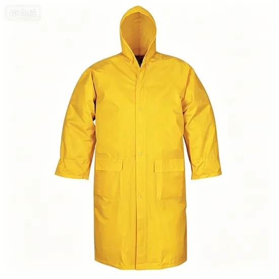 Outdoor Wear Polyester/PVC Waterproof Coat with Hood for Workwear Coat